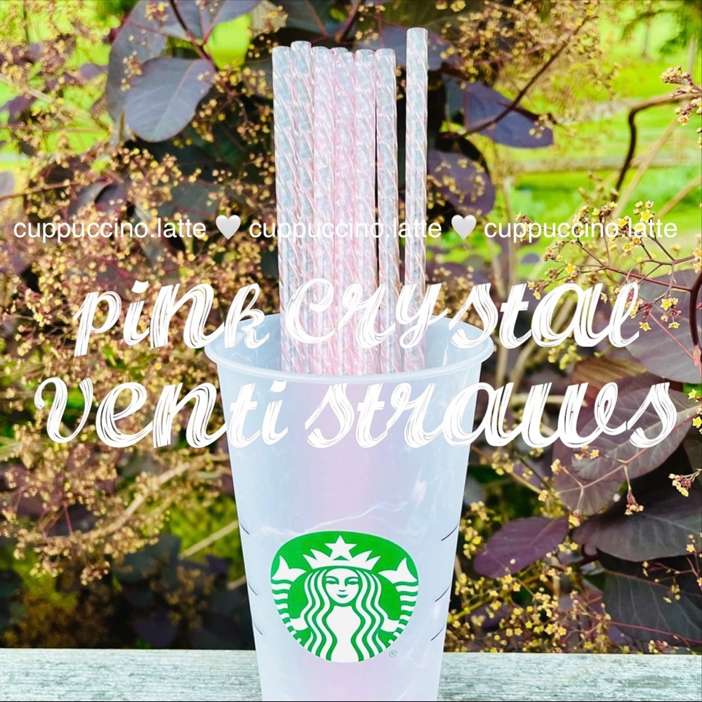 💖NEW💖2 Pink Crystal Swirl Venti Reusable Straws